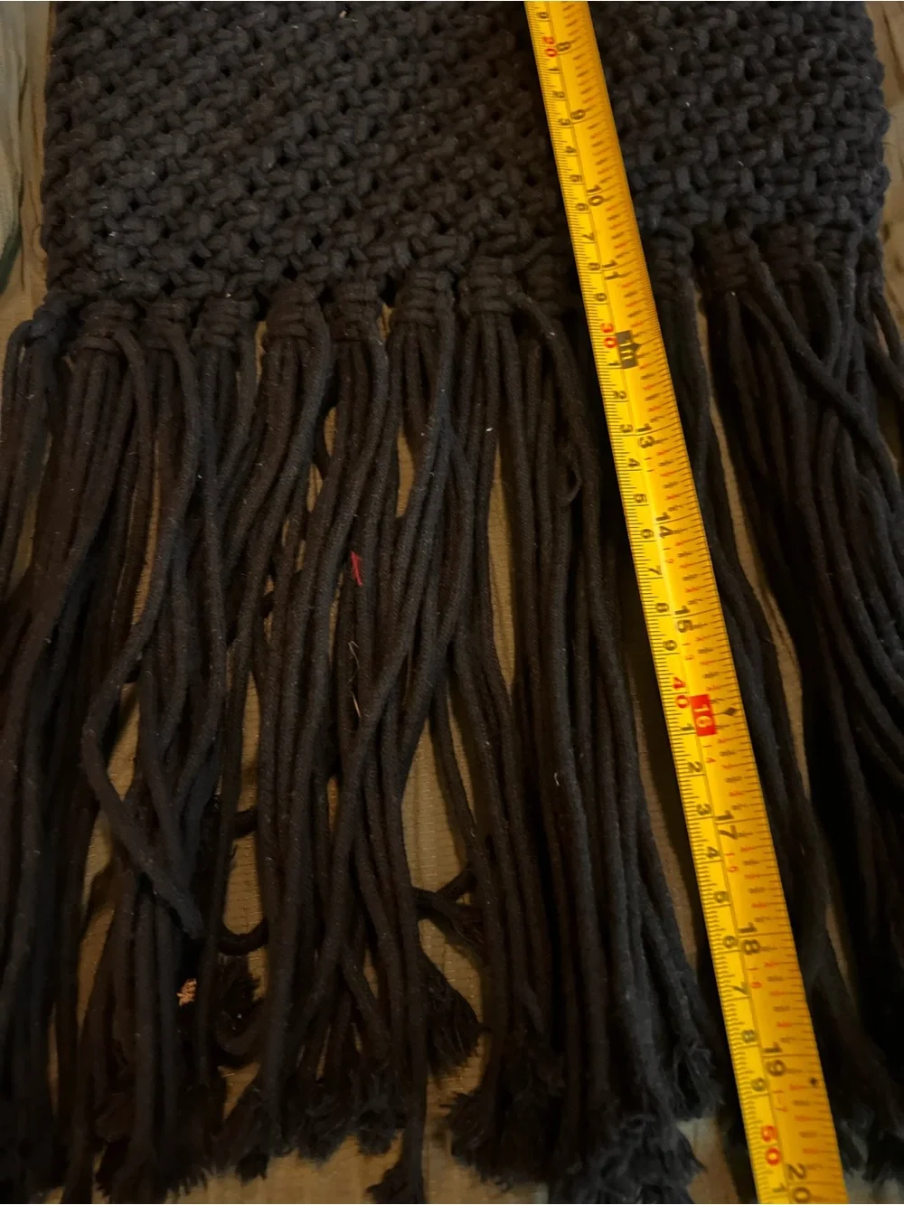 Handmade Black Knit Fringe Shoulder Bag - Brand Not Specified